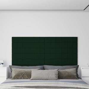 vidaXL Panouri de perete 12 buc. verde închis 90x15 cm catifea 1, 62 m² imagine
