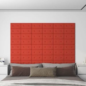 vidaXL Panouri de perete 12 buc. roșu 30x15 cm piele ecologică 0, 54 m² imagine