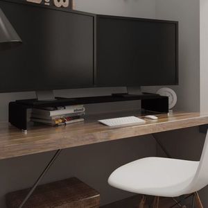 vidaXL Stand TV/Suport monitor, sticlă, 110x30x13 cm, negru imagine