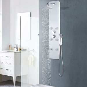 vidaXL Panou de duș din sticlă, 25x44, 6x130 cm, alb imagine