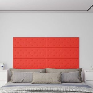 vidaXL Panouri de perete 12 buc. roșu 90x30 cm piele ecologică 3, 24 m² imagine