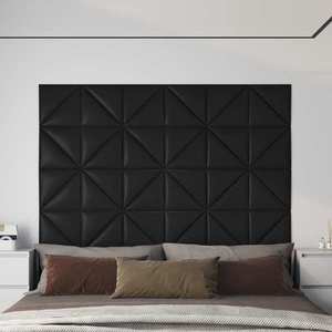 vidaXL Panouri perete 12 buc. negru, 30x30 cm piele ecologică 0, 54 m² imagine