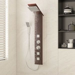 vidaXL Sistem de panou de duș, maro, sticlă imagine