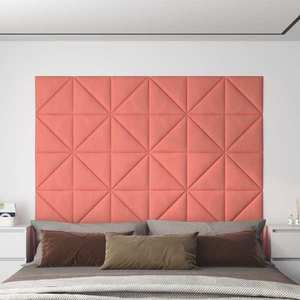 vidaXL Panouri de perete, 12 buc., roz, 30x30 cm, catifea, 0, 54 m² imagine