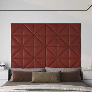 vidaXL Panouri de perete 12 buc. roșu vin 30x30 cm, piele eco, 0, 54 m² imagine