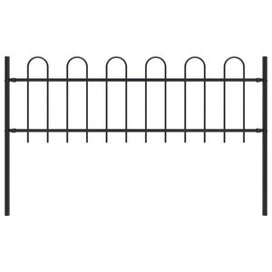 Gard de gradina cu varf curbat, negru, 1, 7 x 1 m, otel imagine