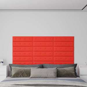 vidaXL Panouri perete 12 buc. roșu, 60x15 cm, piele ecologică, 1, 08 m² imagine