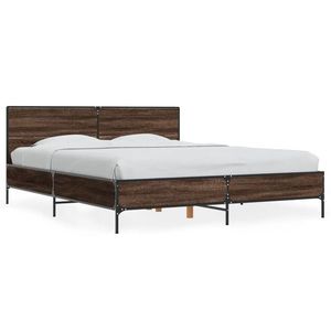 vidaXL Cadru de pat, stejar maro, 150x200 cm, lemn prelucrat și metal imagine