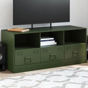 vidaXL Comodă TV, verde măsliniu, 99x39x44 cm, oțel imagine