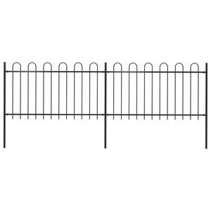 vidaXL Gard de grădină cu vârf curbat, negru, 3, 4 m, oțel imagine