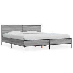 vidaXL Cadru de pat, gri sonoma, 180x200 cm, lemn prelucrat și metal imagine