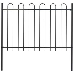 vidaXL Gard de grădină cu vârf curbat, negru, 1, 7 m, oțel imagine