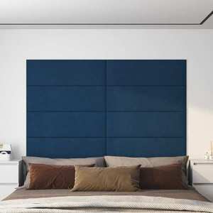 vidaXL Panouri de perete 12 buc. albastru 90x30 cm catifea 3, 24 m² imagine