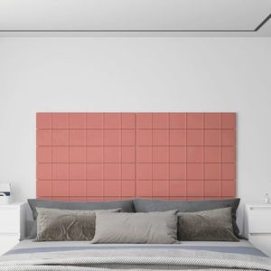 vidaXL Panouri de perete 12 buc. roz 90x15 cm catifea 1, 62 m² imagine