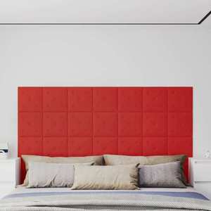 vidaXL Panouri perete 12 buc. roșu vin 30x30cm piele ecologică 1, 08 m² imagine