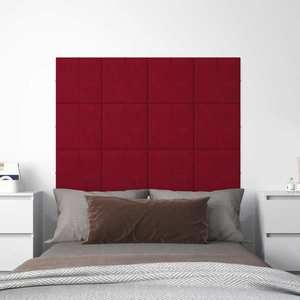 vidaXL Panouri de perete 12 buc. roșu vin 30x30 cm catifea 1, 08 m² imagine