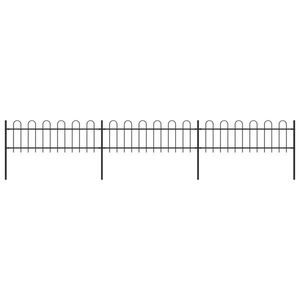 vidaXL Gard de grădină cu vârf curbat, negru, 5, 1 m, oțel imagine