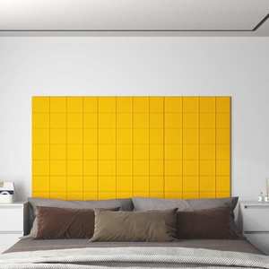 vidaXL Panouri de perete, 12 buc., galben, 60x15 cm, Catifea, 1, 08 m² imagine