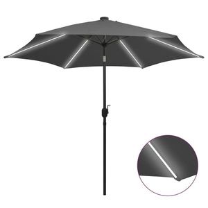 vidaXL Umbrelă de soare cu LED și stâlp aluminiu, antracit, 300 cm imagine