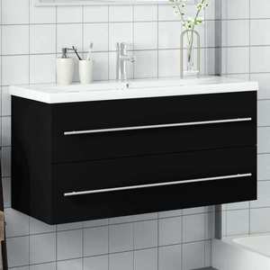 vidaXL Dulap pentru chiuveta de baie, lavoar încorporat, negru imagine