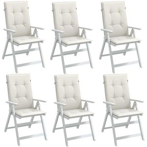 vidaXL Perne scaun spătar înalt, 6 buc. melanj crem 120x50x4 cm textil imagine