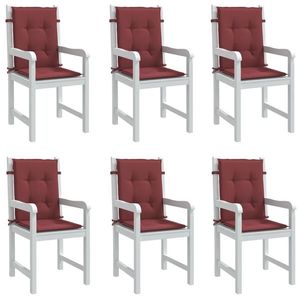 vidaXL Perne scaun spătar mic 6 buc. melanj roșu vin 100x50x4cm textil imagine