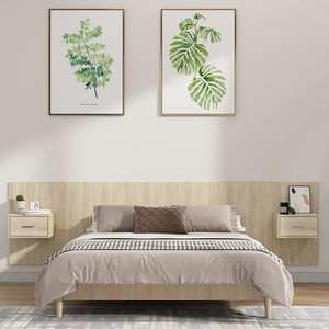 vidaXL Tăblie de pat cu dulapuri, stejar sonoma, lemn prelucrat imagine