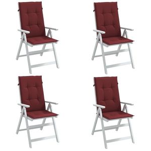 vidaXL Perne scaun cu spătar înalt, 4 buc. roșu vin 120x50x4 cm textil imagine