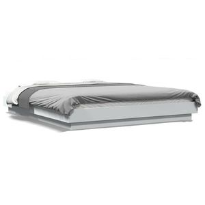 vidaXL Cadru de pat cu lumini LED, alb, 160x200 cm, lemn prelucrat imagine