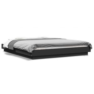 vidaXL Cadru de pat cu lumini LED, negru, 150x200 cm, lemn prelucrat imagine