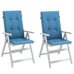 vidaXL Perne scaun spătar înalt 2buc melanj albastru 120x50x4cm textil imagine