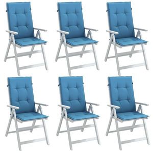 vidaXL Perne scaun spătar înalt 6buc melanj albastru 120x50x4cm textil imagine