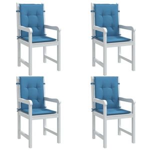 vidaXL Perne scaun spătar mic 4 buc. melanj albastru 100x50x4cm textil imagine