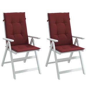 vidaXL Perne scaun cu spătar înalt, 2 buc. roșu vin 120x50x4 cm textil imagine