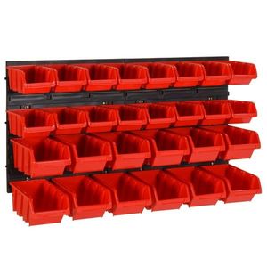 vidaXL Set rafturi atelier 30 buc. roșu / negru 77x39 cm polipropilenă imagine