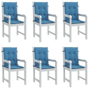 vidaXL Perne scaun spătar mic 6 buc. melanj albastru 100x50x4cm textil imagine