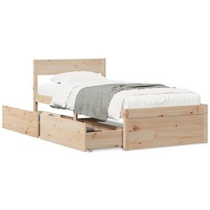 vidaXL Cadru de pat pentru copii cu sertare, 90x190 cm, lemn masiv pin imagine