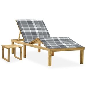 vidaXL Șezlong de grădină cu masă și pernă, lemn de pin tratat imagine