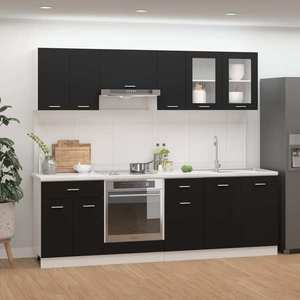 vidaXL Set de dulapuri bucătărie, 8 piese, negru, lemn prelucrat imagine