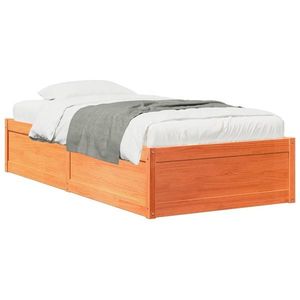 vidaXL Cadru de pat, maro ceruit, 100x200 cm, lemn masiv de pin imagine