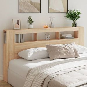 vidaXL Tăblie de pat cu LED, stejar sonoma, 200x18, 5x103, 5 cm, lemn imagine