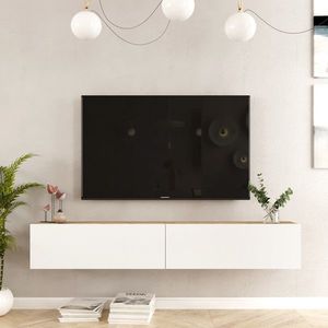 Comoda TV Bedora, 180x31.6x29.6 cm, PAL, alb/natur imagine