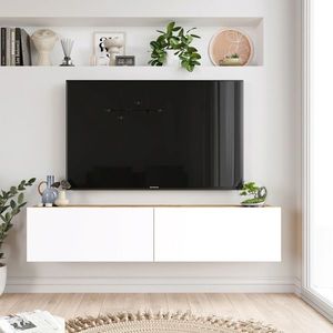 Comoda TV Bedora, 140x31.6x29.6 cm, PAL, alb/natur imagine