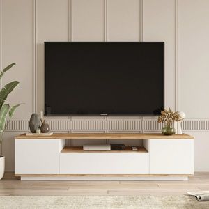 Comoda TV Bedora, 180x44.5x44.6 cm, PAL, alb/natur imagine