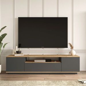 Comoda TV Bedora, 180x44.5x44.6 cm, PAL, antracit/natur imagine