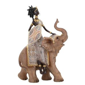 Statueta decorativa Tribal Masai with Elephant, Mauro Ferretti, 22.5x12x32.5 cm, polirasina, multicolor imagine