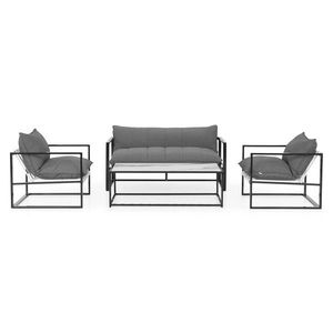 Set mobilier pentru gradina/terasa, 4 piese, Reef, 124x64.5x40 cm / 79x77x61 cm, aluminiu, gri/negru imagine