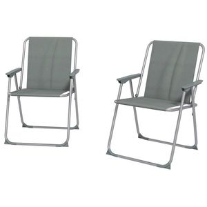 Outsunny Set de 2 scaune pliabile pentru terasa, camping, Gri imagine