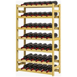 HOMCOM Suport pentru Vin din Lemn, Suport pe 7 niveluri pentru 42 de sticle de Vin, Suport Subțire pentru Bar, 63x25x102 cm, Natural imagine
