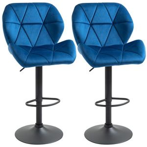Set 2 scaune de bar, rotative inaltime reglabila, catifea albastra, 51.5x57.5x93-114.5 cm HOMCOM | Aosom RO imagine
